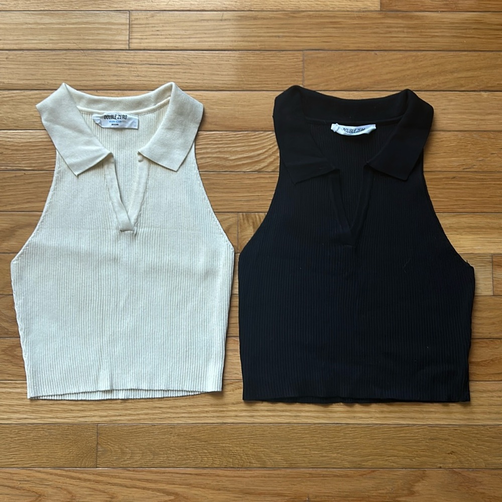 Bundle Double Zero Ribbed Halter Crop Tops Size Medium